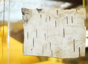 The school assignments and drawings of Onfim, a boy from the 13th century, which were preserved buried in the mud 